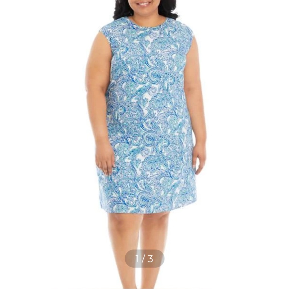 JONES NEW YORK Women’s New York Plus Size Sleeveless Linen Swing Dress 2X
